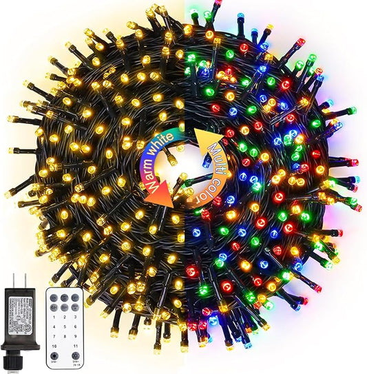 JMEXSUSS Color Changing Christmas Lights, 66ft 200 LED Warm White & Multicolor String Lights Outdoor Waterproof with Remote, Connectable Christmas Tree Lights Plug in for Indoor Xmas Decor