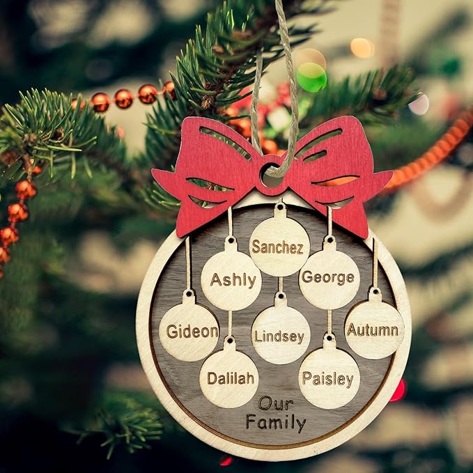 2025 Christmas Ornaments Personalized Christmas Family Name Ornaments,Custom Stocking Wooden Christmas Ornaments Family of 2/3/4/5/6/7/8,Customized Xmas Ornament Tree Deorations,Personalized Gifts