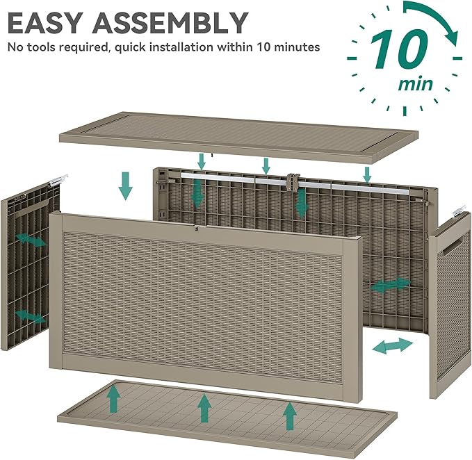 YITAHOME 260 Gallon XXL Large Deck Box, Outdoor Resin Storage Box, Lockable Storage Container for Patio Cushions, Furniture, Garden Tools, Water Resistant (Brown)