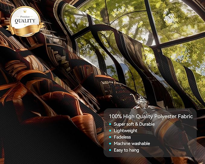 dueeia Book Library Tapestry Wall Hanging Medieval Bookshelf Vintage Window Bookcase Backdrop Wall Decor for Bedroom Aesthetic Living Room Office (78.7"x59.1")