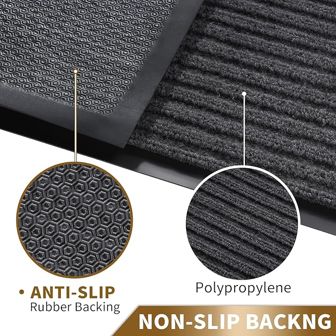 Yimobra Front Door Mat Outdoor Indoor Entrance, 100% Waterproof All-Season All Weather Doormat, Welcome Matt Outside Entry, Non Slip, Low Profile, Heavy Duty Patio Porch Floor Mats,29.5 x 17,Grey