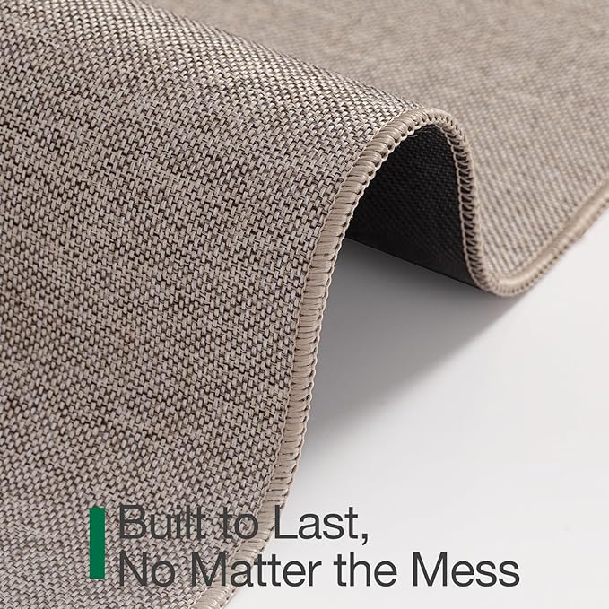 LUMI Ultra Thin Door Mat for Entryway, Low Profile Non Slip Rubber Backing Indoor Doormat, Easy Clean Welcome Entrance Mat for Inside House, Patio,Beige 32"x48"