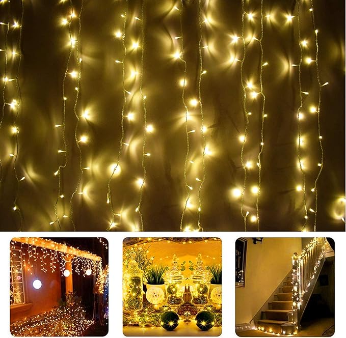 98FT 200 LEDs String Lights Waterproof Fairy Lights 8 Modes with Memory 30V UL Certified Power Supply for Home, Garden, Wedding, Party, Christmas Decoration Indoor Outdoor (Warm White)