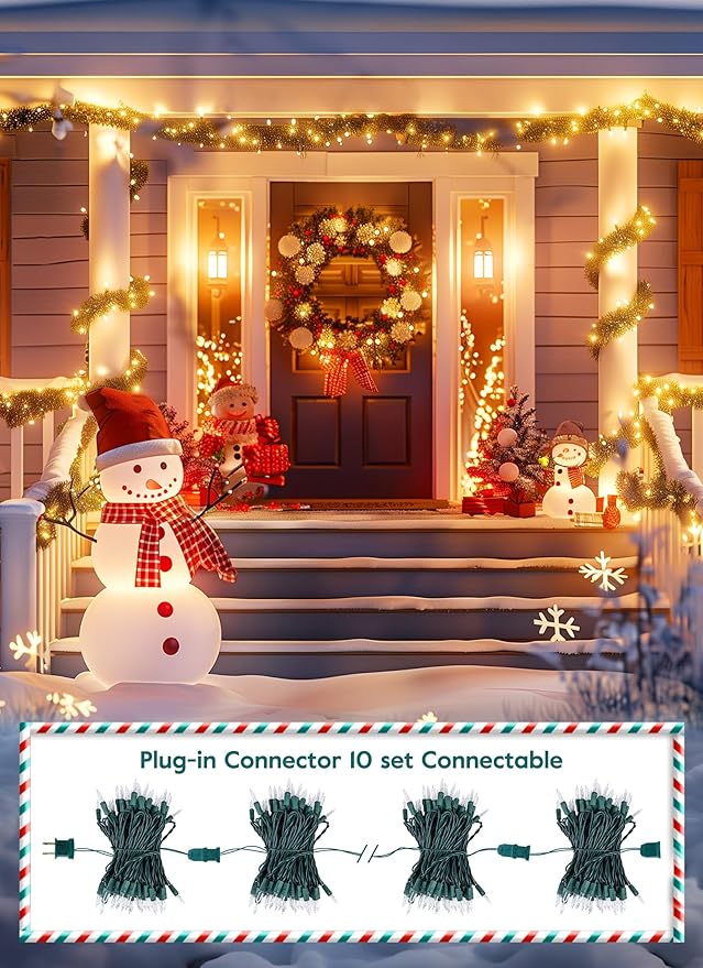 Clear Christmas String Lights 50 Count 12 Feet Incandescent Bulb Mini Lights for Indoor Outdoor Xmas Tree Garland Birthday Wedding Party Festival Decoration, Green Wire