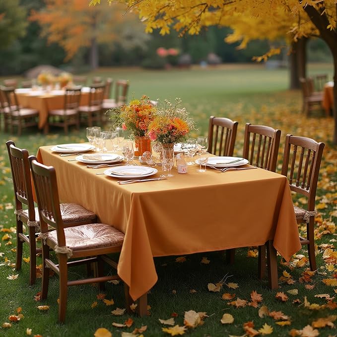 sancua 6 Pack Tablecloths Rectangular 60x102 Inch, Thanksgiving Table Cloths Rectangle for 6 Foot Tables - Stain and Wrinkle Resistant Washable Polyester Table Cover for Fall, Dining, Parties Bronze