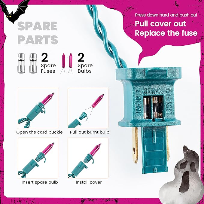 Purple Halloween Lights Outdoor,50 Count Incandescent Bulb Waterproof Fairy Lights，13FT UL Certified Mini String Lights for Holiday Decorations, Christmas,Halloween,Party, Xmas, Yard,Patio