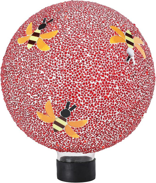 VCUTEKA Gazing Ball, 8" Glass Gazing Balls Sphere for Garden Lawn Outdoor Ornament Yard Decorative, Bee