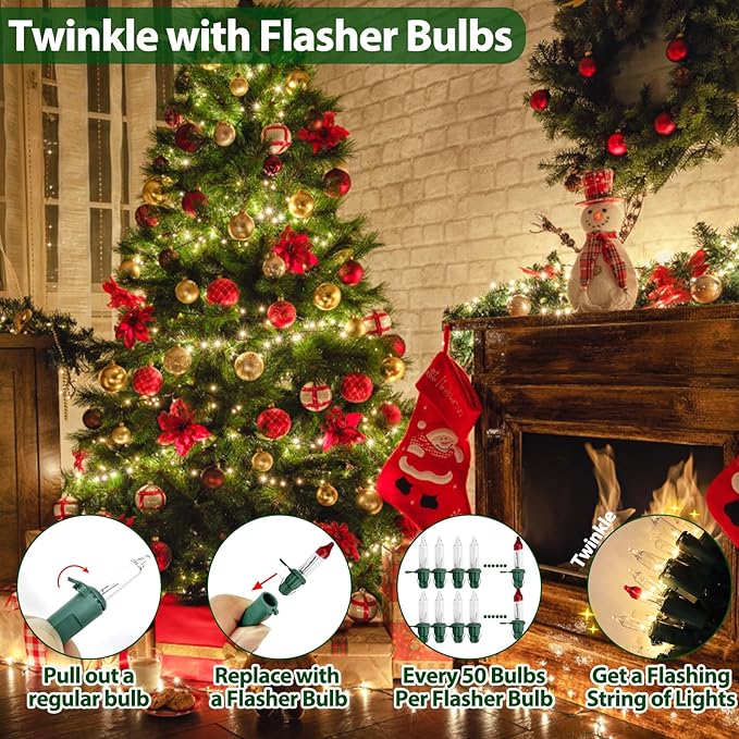 Clear Christmas Lights 25FT 100 Incandescent Bulbs Warm White Mini Lights with Green Wire for Christmas Tree, Garland, Thanksgiving, Wedding, Party, Home, Indoor & Outdoor Festival Decoration