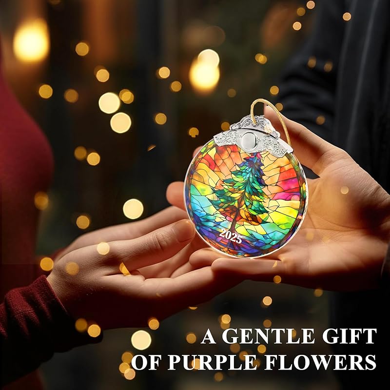 2025 Christmas Ornament, Stained Glass Effections, Christmas Tree 2D Acrylic Ornament Art, White Elephant Gifts, Christmas Ornament, Tree Ornaments, Christmas Decor (Christmas Tree)