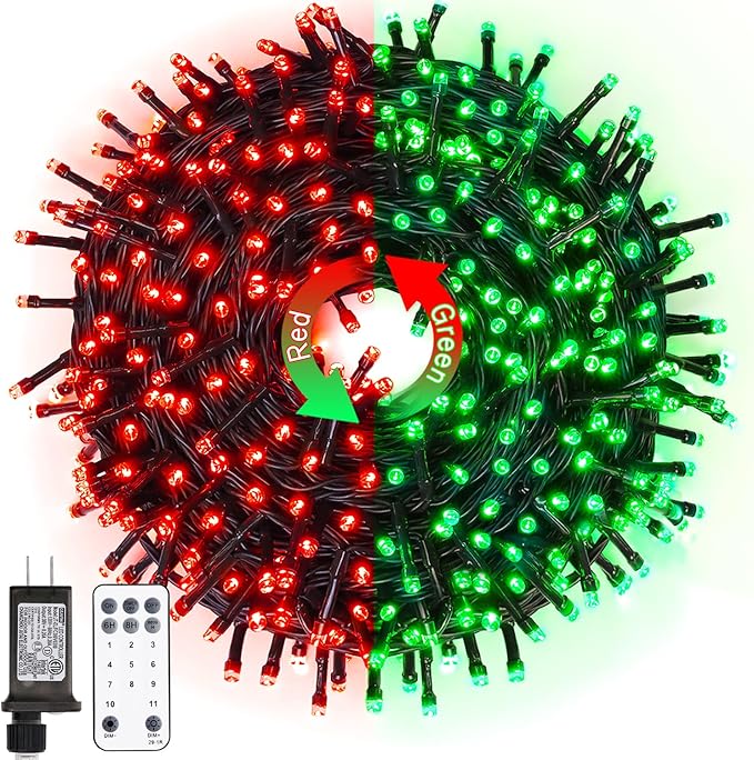 JMEXSUSS 200 LED Halloween Lights Outdoor, 66ft Red and Green String Lights with Remote, Connectable Waterproof Color Changing Christmas Lights for Party Yard Christmas Halloween Decor