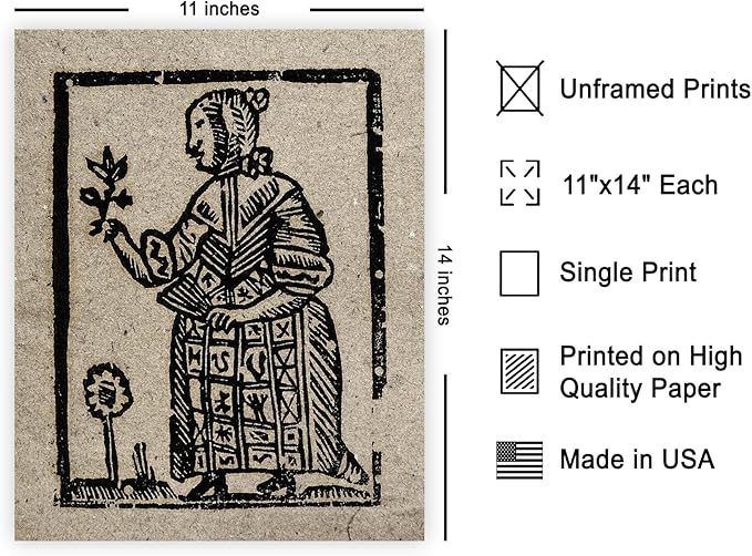 Poster Master Vintage Witch Poster - Retro Witch Holding Plant Print - Halloween Art - Pagan Art - Gift for Men & Women - Gothic Wall Decor for Living Room, Bedroom or Office - 11x14 UNFRAMED Wall Art