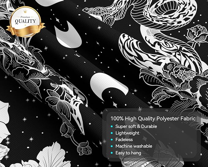 dueeia Moon Phase Witchy Tapestry Wall Hanging Snake Witch Occult Black and White Dark Tapestries for Bedroom Aesthetic Living Room Wall Decor (28.7"x37.4")