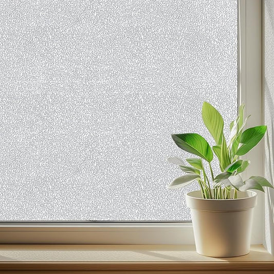 DUOFIRE Window Privacy Film, Sparkling Frosted Glass Window Film, UV Blocking Non-Adhesive Static Cling Windows Clings, No Glue Removable Windows Coverings for Home Office Bathroom, 11.8 X 78.7 inch