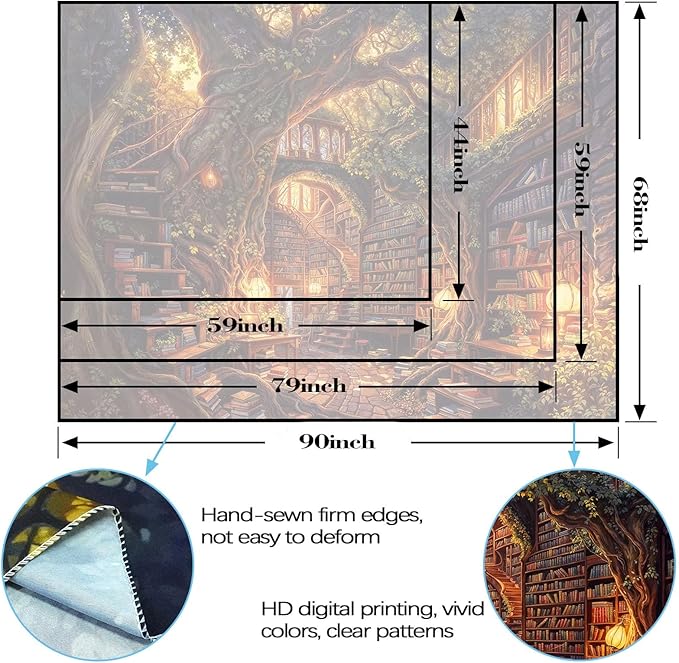 Accnicc Forest Library Tapestry Tree Bookshelf Tapestries Wall Hanging Vintage Fantasy Fairy Treehouse Book Large Tapestry for Bedroom Living Room Dorm Classroom 60 x 44 inch