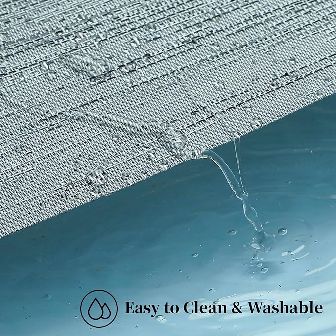 Leetaltree Grey Placemats, Heat Resistant Non-Slip Place mats for Dining Table, Washable Durable PVC Vinyl Woven Table Mats (Set of 8)