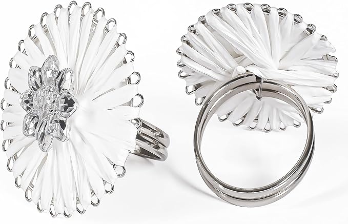 Alpha Living Home Napkin Rings Set of 12, Floral Napkin Holders, Napkin Rings Bulk for Party Decoration, Dinning Table, Everyday, Family Gatherings - A Great Tabletop Décor - Silver