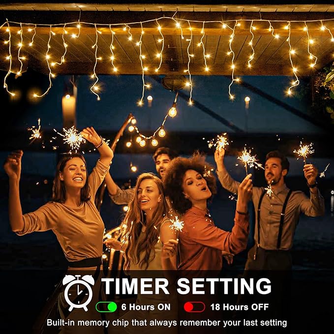 Icicle Christmas Lights Outdoor, 66FT 640 LED Icicle Lights for Outside with 8 Modes Timers, Waterproof Plug in Connectable String Light for House Yard Patio Eave Wedding Decorations, Warm White