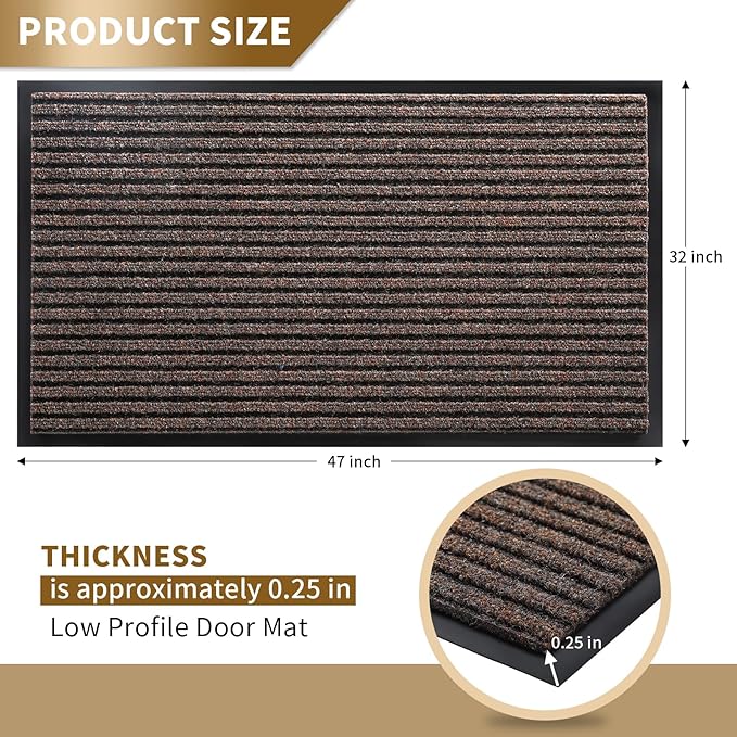Yimobra Front Door Mat Outdoor Indoor Entrance, 100% Waterproof All-Season All Weather Doormat, Welcome Matt Outside Entry, Non Slip, Low Profile, Heavy Duty Patio Porch Floor Mats,47 x 32