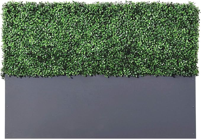 AGPL Upgraded Artificial Boxwood Hedge Wall with Gray Color Planter Box (33.5" Height 48" Width 12" Deep) …