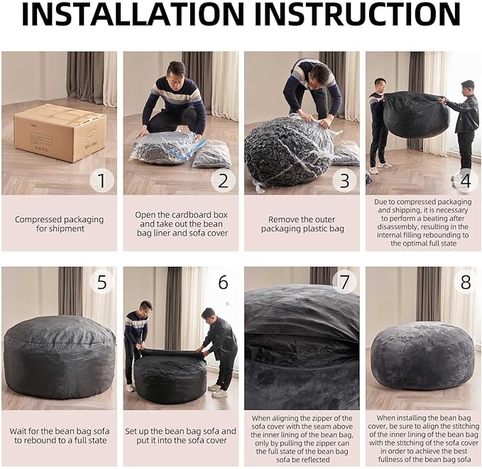 Bean Bag Chair 3Ft, Memory Foam Filled, Large Beanbag Chairs for Adults and Teens, Soft Sofa with Removable Flannel Cover, Round Couch for Living Room Bedroom College Dorm (Pink, 3FT-36×36"×24")