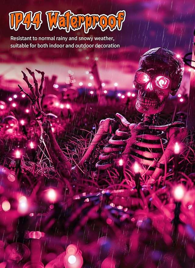 2 Pack Purple Halloween Mini Lights, 13 Feet 50 Count Totally 100 Count Incandescent Bulb Mini String Lights, Connectable Halloween Light for Haunted House Ghost Party Holiday Window Indoor Decoration