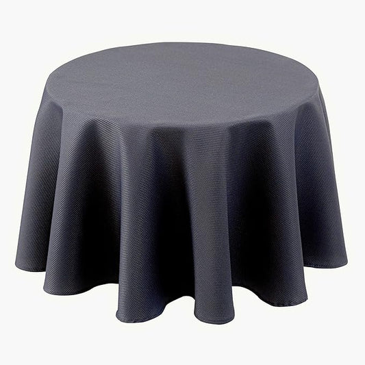 Biscaynebay Textured Fabric Round Tablecloths 60", Dark Grey Water Resistant Table Cloth Small Circle Folding Table Covers for Dining, Kitchen, Wedding, Parties etc Machine Washable