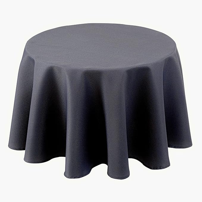 Biscaynebay Textured Fabric Round Tablecloths 70", Dark Grey Water Resistant Washable Table Cloth Circle Folding Table Covers for Dining, Kitchen, Wedding, Parties etc