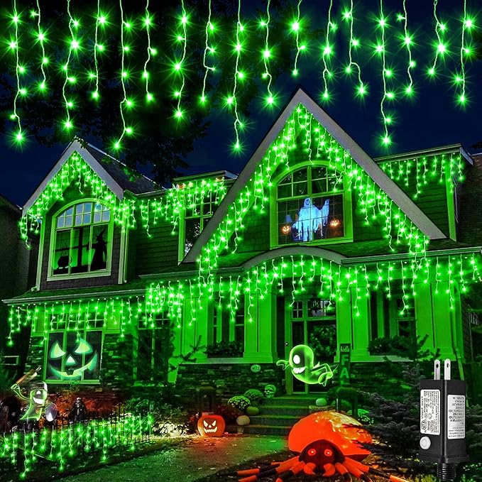 400 LED Icicle Christmas Lights Outdoor - 33FT Icicle Lights for Outside 8 Modes with 75 Drops, Plug in Waterproof Connectable Fairy String Lights for Indoor Holiday Party Christmas Decoration,Green