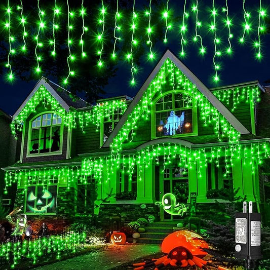 400 LED Icicle Christmas Lights Outdoor - 33FT Icicle Lights for Outside 8 Modes with 75 Drops, Plug in Waterproof Connectable Fairy String Lights for Indoor Holiday Party Christmas Decoration,Green