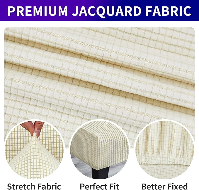 Howhic Stretch Chair Covers for Dining Room Set of 6, Removable Washable Dining Room Chair Covers, Dining Chair Slipcovers Seat Protector, Great for Home and Banquet Decoration (Ivory, 6 Pack)