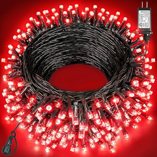 80FT 240 LED Christmas Lights, Connectable Christmas Tree Lights for Outdoor/Indoor, Waterproof & 8 Modes & Timer, Green Wire String Light for Home Garden Xmas Party Holiday Decorations, Red