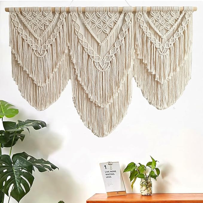 large macrame wall hanging - Boho Tapestry Macrame Wall Decor Art- Chic Bohemian Handmade Woven Tapestry Home Decoration for Bedroom Living Room Apartment Wedding Party - 43"x32" (Double-layer)