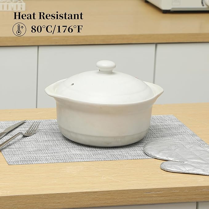 Leetaltree Linen Grey Placemats Set of 12 - Heat Resistant Non-Slip Place mats for Dining Table, Washable Durable PVC Vinyl Woven Table Mats（Linen Grey, 12）