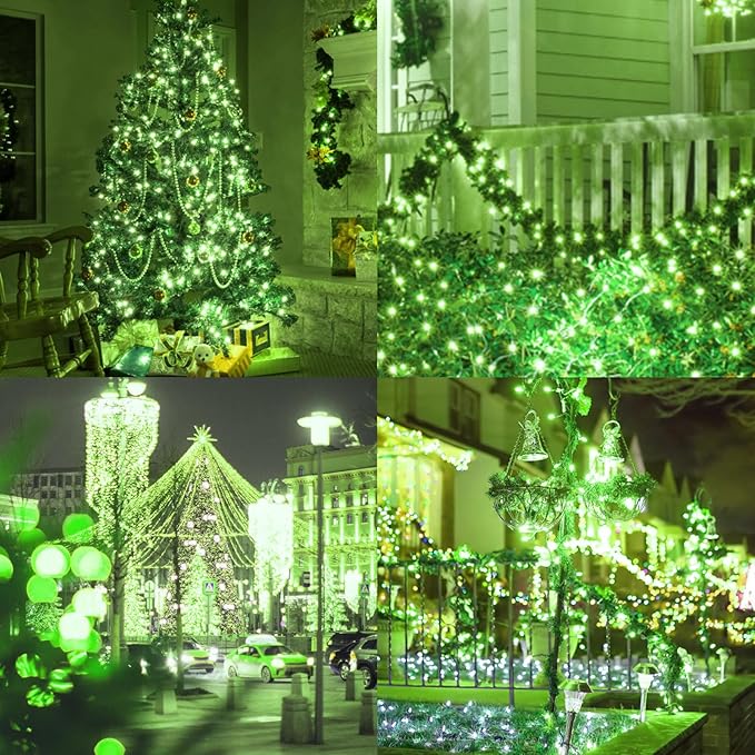 St. Patrick's Day Mini String Lights Green Christmas Lights, 50FT 200 Incandescent Bulbs Green Lights with White Wire for Christmas Tree, Garland, Indoor & Outdoor St Patricks Day Decoration