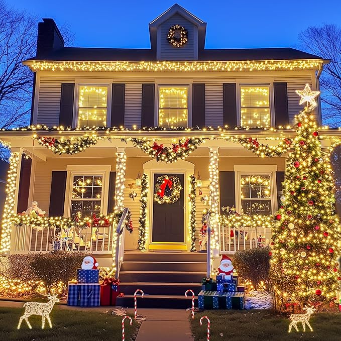 JMEXSUSS Solar String Lights Outdoor Waterproof, Total 66 FT 200 LED Solar Twinkle Lights Outdoor, Solar Christmas Light for Outside Tree Garden Yard Decor(Warm White)