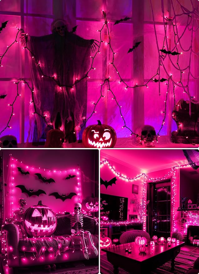 Purple Halloween Mini Lights, 50 Count 13 Feet Incandescent Bulb Mini String Lights, Connectable Halloween Light for Haunted House Ghost Party Holiday Window Indoor Outdoor Decoration, Purple