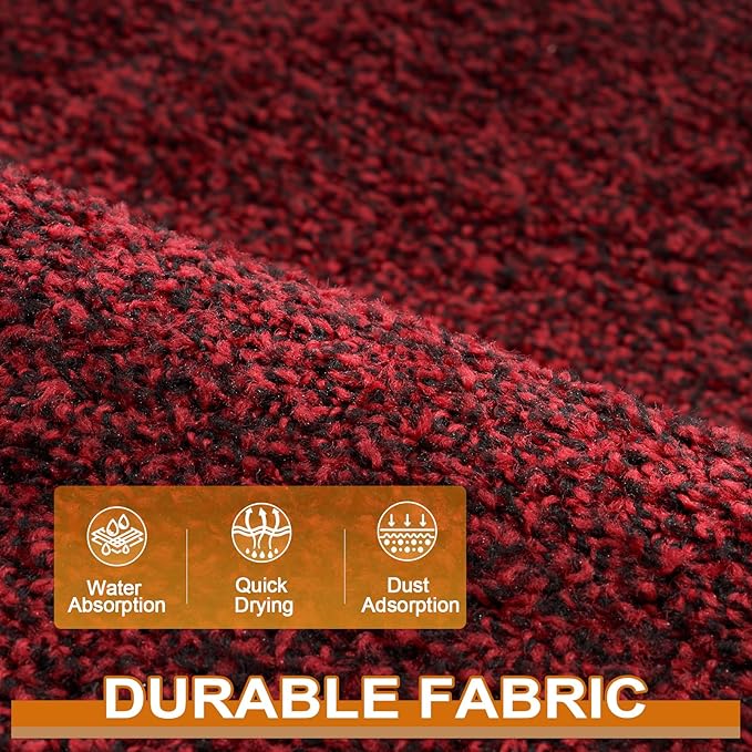 Mibao Front Door Mat, Dirt Trapper Welcome Mat for Outdoor Indoor, Non-Slip Waterproof Doormat, Durable Machine Washable Low Profile Entry Rug for Back Door Outside Patio Porch, 36" x 24", Red