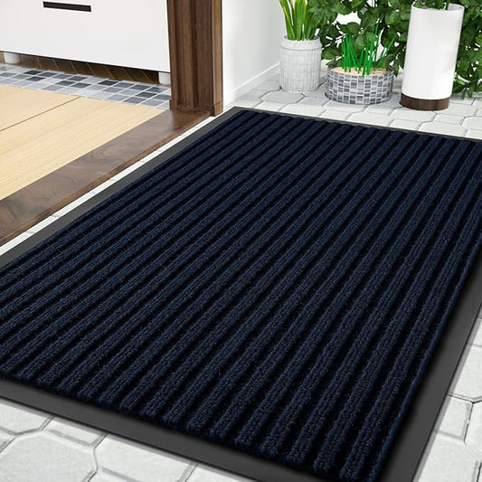 Yimobra Front Door Mat Outdoor Indoor Entrance, 100% Waterproof All-Season All Weather Doormat, Welcome Matt Outside Entry, Non Slip, Low Profile, Heavy Duty Patio Porch Floor Mats,36 x 24,Navy Blue