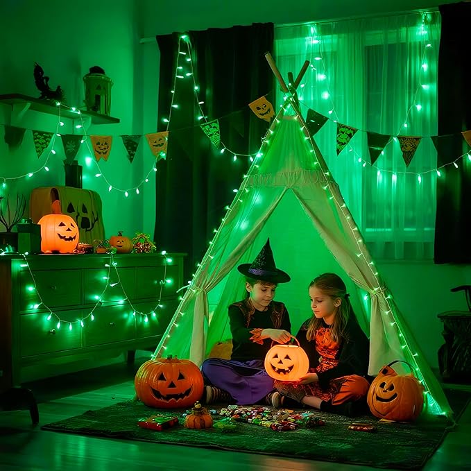 JMEXSUSS 600 LED Green Lights for Halloween Decorations, 168 Ft Green Christmas String Lights Outdoor Indoor Clear Wire Plug in for Halloween Christmas Tree Party Decor