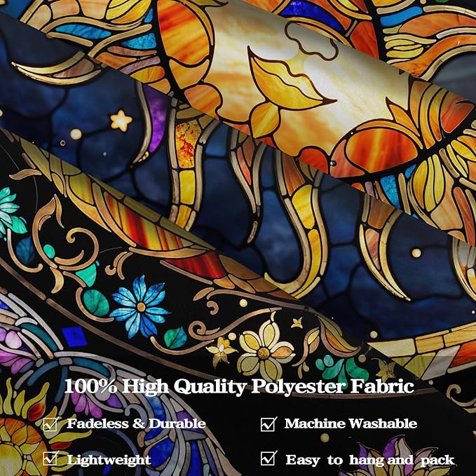 Lunerfex Sun Tapestry Stained Glass Tapestry Wall Decor Tapestries for Bedroom Boho Tapestries Wall Hanging for Bedroom Living Room Glass-Sun-01 60"x80"