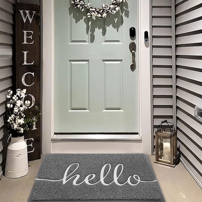 Door Mat (32"x20",Grey), Durable Welcome Mat Low Profile Floor Mat Front Doormat Non Slip Mats Entrance Rectangular Easy to Clean Doormat, for Entryway, Patio, High Traffic Areas