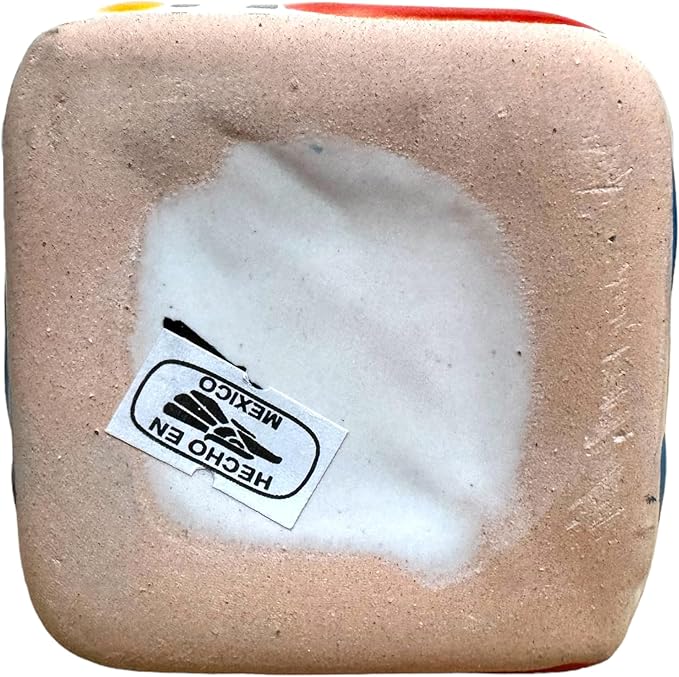 Talavera Planter Pot Square Vase Folk Art Mexican Pottery Handmade Hand Painted Home Decor Indoor Multicolor Outdoor 9.25" (Turquoise Multi)