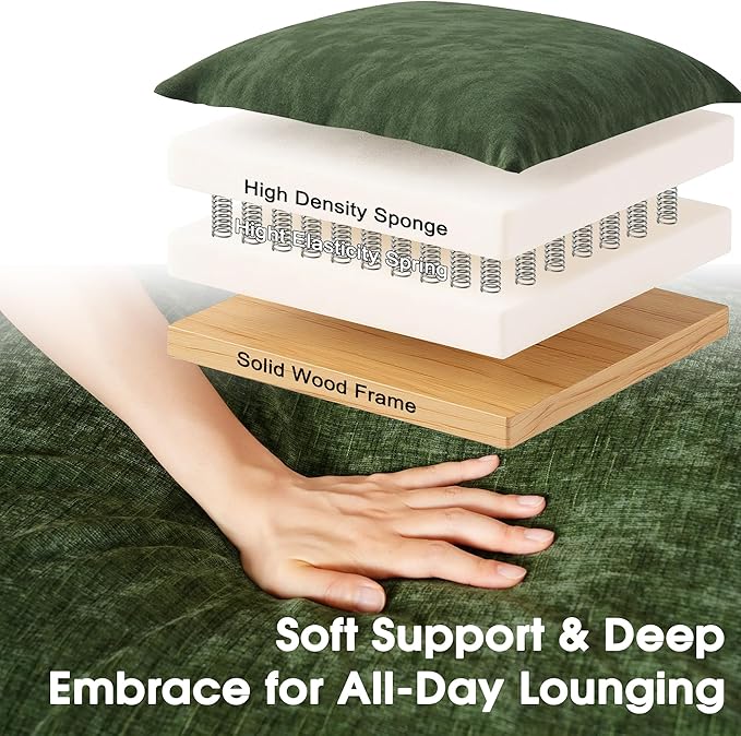 Modern Minimalist Chenille Modular Sectional Sofa, Oversized Couch and Loveseat Set with Thick Cushions, Upholstered Sofa for Small Spaces, Living Room, Bedroom, Office, Apartment(Green,75" Loveseat)