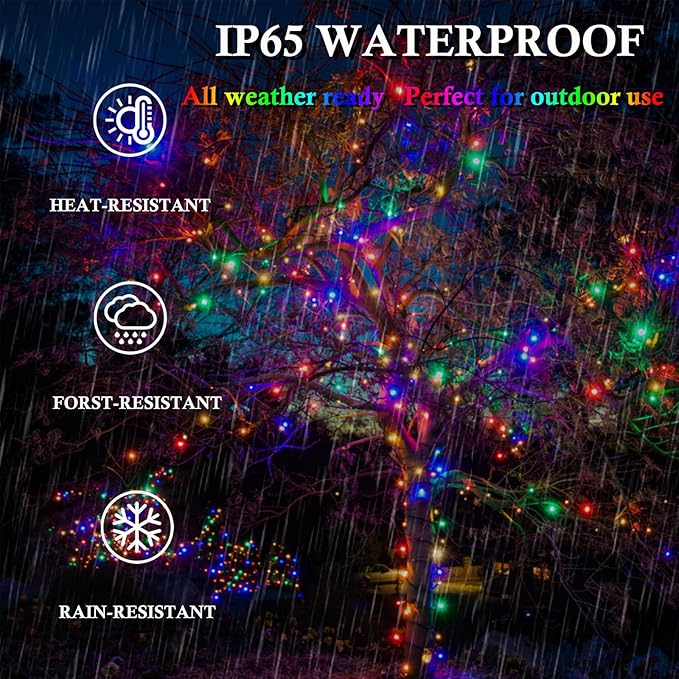 Multicolor Solar Christmas Lights 2Pack Total 180FT 500LED, String Light Outdoor Waterproof, Auto On/Off with 8 Modes Solar Twinkle Lights for Outside Tree Christmas Decorations (Multicolor)