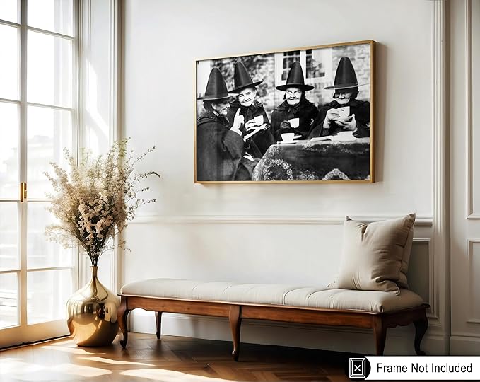 Poster Master Vintage Witches Tea Party Poster - Retro Witchcraft Print - Halloween Art - Gift for Men & Women - Funny Gothic Decor for Living Room, Bedroom, Kitchen or Dorm - 16x20 UNFRAMED Wall Art