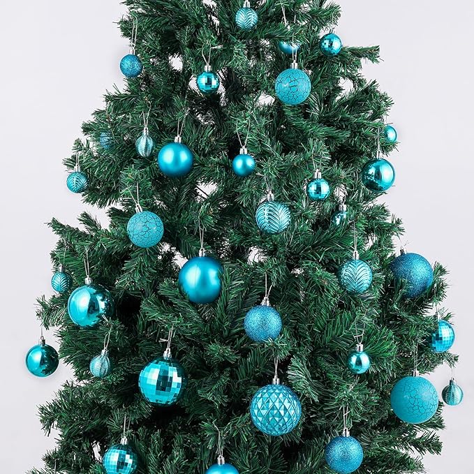 LANGXUN 36pcs Acid Blue Christmas Tree Decorations Balls, Bolas De Navidad, 2025 Christmas Decor, Indoor Outdoor Shatterproof Christmas Ornaments, Xmars Party Wedding Suppiles