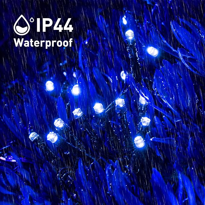 JMEXSUSS 2 Pack Blue Solar Christmas Lights, Total 400 LED 151FT Solar String Lights Outdoor Waterproof, 8 Modes Blue Christmas String Light for Outside Garden Party Patio Tree Decorations
