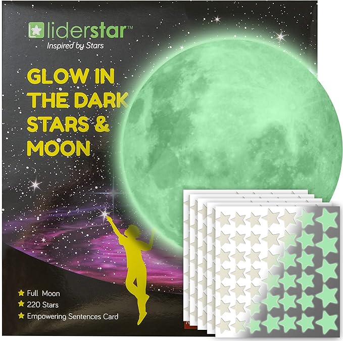 Stars for Ceiling – Glow in The Dark Stars and Moon Wall Decals for Kids Bedroom or Nursery, Luminous Star Stickers for Ceiling, Self-Adhesive Fluorescent Night Sky Decor, Gift for Boys and Girls