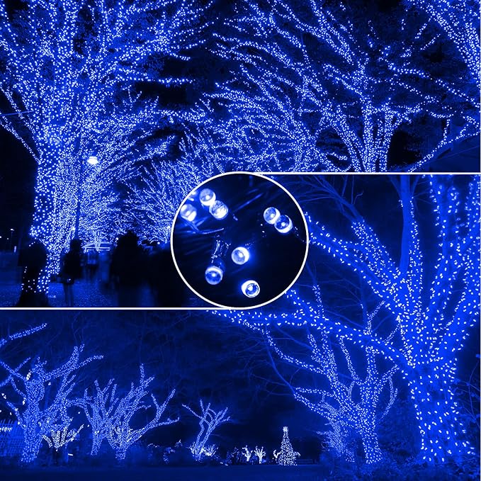 XTF2015 105ft 300 LED Christmas String Lights, End to End Plug 8 Modes Christmas Lights UL Certified Outdoor Indoor Fairy Light Christmas Tree, Patio, Garden, Party, Wedding, Holiday (Blue)