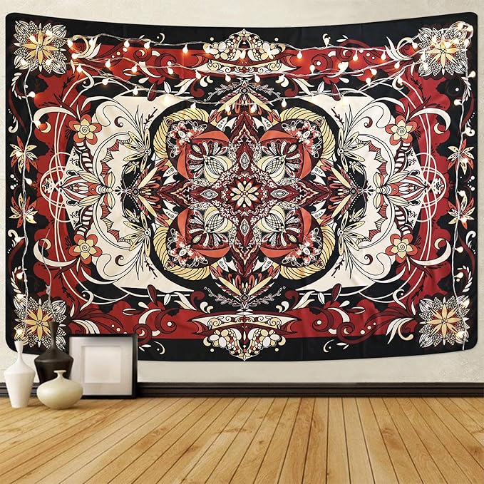 Mandala Tapestry - Moth Wall Hanging, UV Resistant, Machine Washable, Lightweight, Psychedelic Bedroom Aesthetic Decor for Bedroom, Living Room, Yoga Room - 47.64x35.43 Inch
